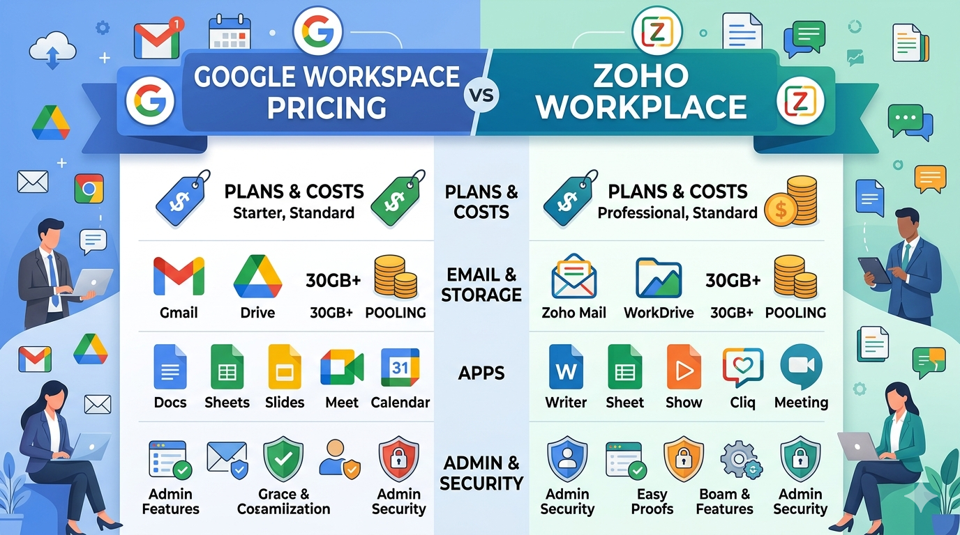 Google Workspace Pricing vs Zoho Workplace: Affordable Business Email & Collaboration Compared